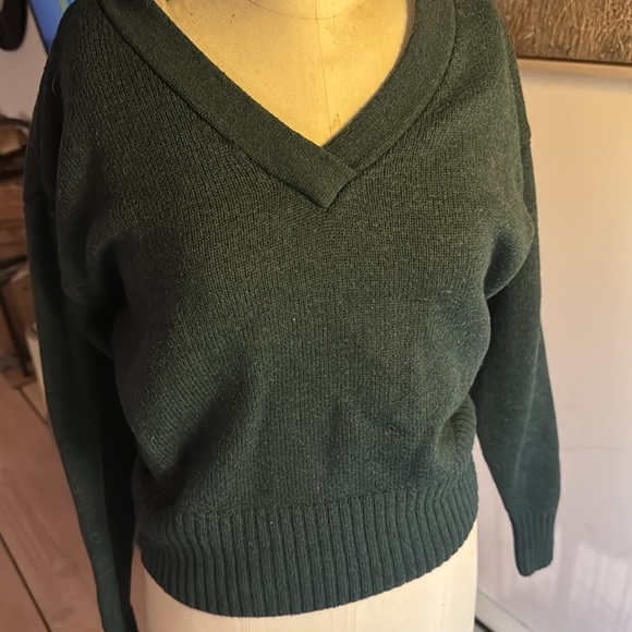 Toad & Co v-neck 100% wool sweater green sz xs - Picture 2 of 5